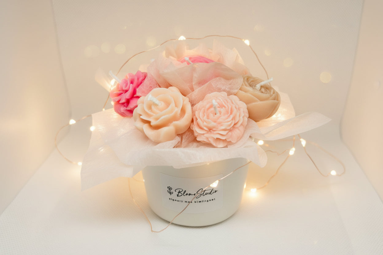Pink Flower Bouquet Candle
