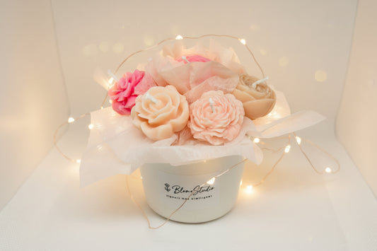 Pink Flower Bouquet Candle